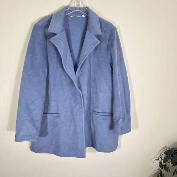 Soft Surroundings Teddy Plush Coat Jacket Powder Blue Womens Size 2X Pockets - Picture 6 of 7